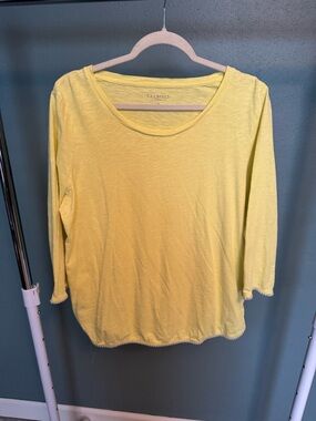 Talbots Lemon Yellow Scoop-Neck Long Sleeve Tee